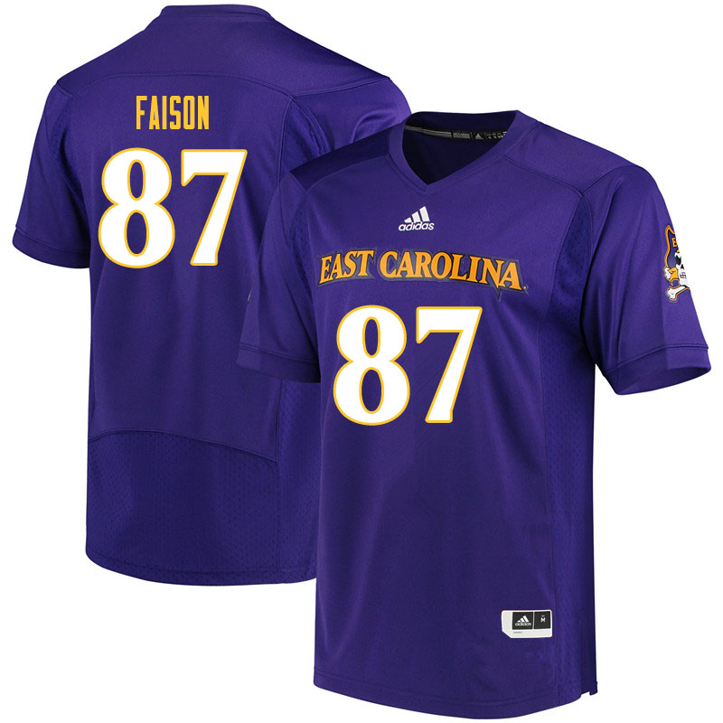 Men #87 Damir Faison ECU Pirates College Football Jerseys Sale-Purple